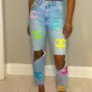 ZARA size 2 painted jeans